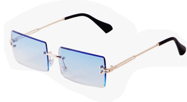 Blue framed sunglasses