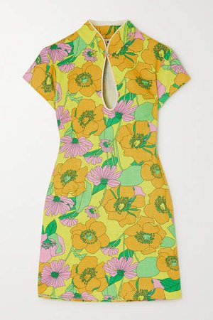 Lolita Floral-print Cotton Mini Dress - Yellow