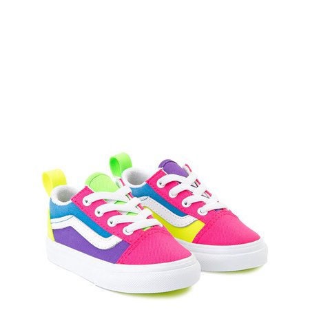 Vans Old Skool Neon Color-Block Skate Shoe - Baby / Toddler - Pink / Purple / Yellow | Journeys