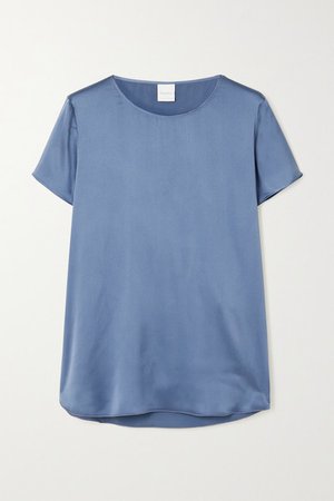 Leisure Cortona Silk-blend Satin T-shirt - Navy