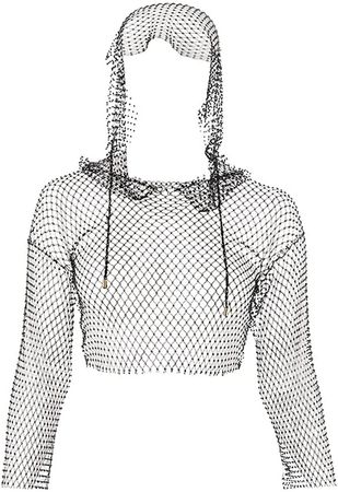 Amazon.com: Fstrend Crystal Mesh Body Chains Rhinestone Fishnet Black Crop Top Long Sleeves See Through Bikini : Clothing, Shoes & Jewelry