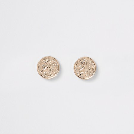 Gold colour coin stud earrings - Earrings - Jewellery - women