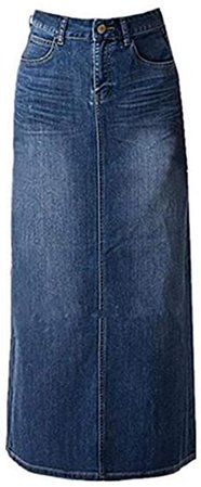 Women's Maxi Jean Skirt- High Waisted A-Line Long Denim Skirts for Ladies- Blue Stretchy Jean Skirt (Blue, US 2) at Amazon Women’s Clothing store
