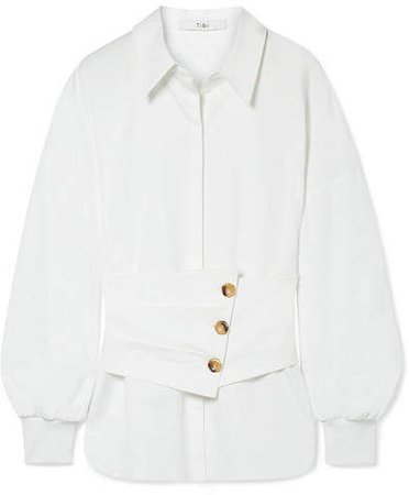 Layered Cotton-poplin Shirt - White