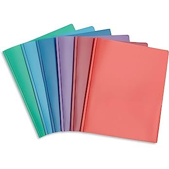 Amazon.com : Blue Summit Supplies 6 Plastic Two Pocket Folders with Prongs, Assorted Gem Tones, Durable Poly 2 Pocket Folders with Clasps, Letter Size with Business Card Slot, 6 Pack : Office Products