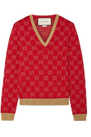 Gucci | Metallic cotton-blend jacquard sweater | NET-A-PORTER.COM
