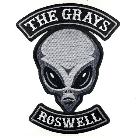 The Grays alien/UFO cryptozoology motorcycle club biker embroidered patch Roswell paranormal conspiracy [CowboyYeehaww]