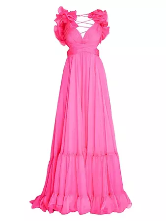Shop Mac Duggal Ieena Cutout Chiffon Gown | Saks Fifth Avenue