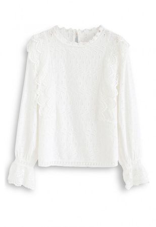 Eyelet Trim Lace Crochet Top in White - NEW ARRIVALS - Retro, Indie and Unique Fashion