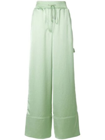 Off-White satin wide-leg trousers green OWCF002R187480274141 - Farfetch