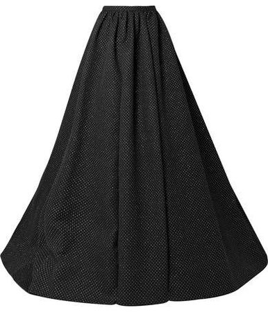 Pleated Glittered Woven Maxi Skirt - Black