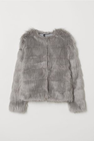 Short Faux Fur Jacket - Light gray - Ladies | H&M CA