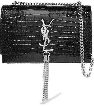 Monogramme Kate Croc-effect Leather Shoulder Bag - Black
