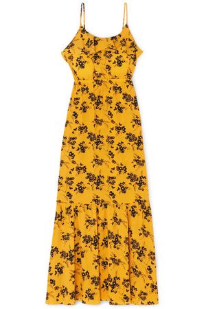 MICHAEL Michael Kors | Ruffled floral-print crepe midi dress | NET-A-PORTER.COM