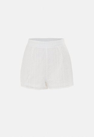 White Co Ord Broderie Anglaise Shorts | Missguided
