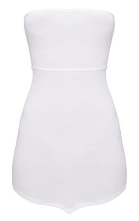 White Bandeau Pointy Hem Bodycon Dress | PrettyLittleThing USA