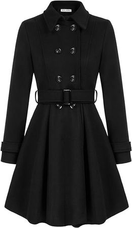 Amazon.com: Kate Kasin Trench Coats for Women 2023 Classic Double Breasted Peacoat Button Closures Belted Winter Coat with Slit Pockets : Clothing, Shoes & Jewelry