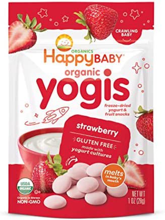 Amazon.com: Happy Baby Organics Yogis Freeze-Dried Yogurt & Fruit Snacks, Banana & Mango, 1 Ounce Bag (Pack of 8) packaging may vary : Baby