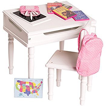Amazon.com: Eimmie Vanity and Stool Set with Accessories Doll Furniture: Toys & Games