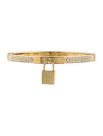 Michael Kors Crystal Pavé Padlock Charm Bangle - Bracelets - MIC81387 | The RealReal