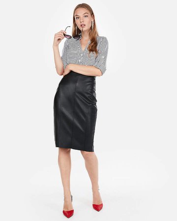 High Waisted Seamed (Minus The) Leather Pencil Skirt