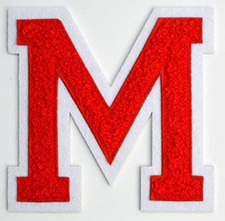 Varsity Font Letter Patch 'M' Red
