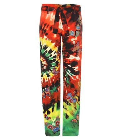Printed cotton trousers with appliqué