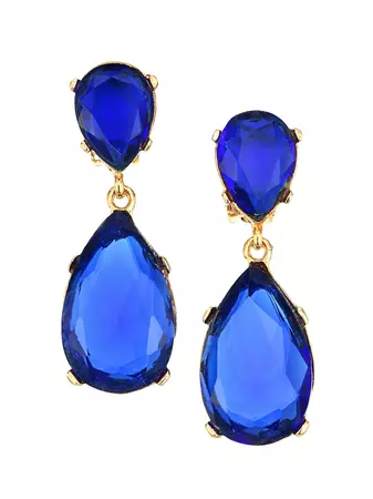Shop Kenneth Jay Lane Sapphire-Color Crystal Double-Teardrop Earrings | Saks Fifth Avenue