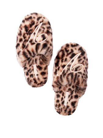 VICTORIA'S SECRET Embellished Faux Fur Slippers