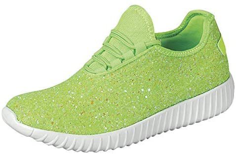 Amazon.com | Forever Link Women's Remy-18 Glitter Sneakers Neon Green 5 | Fashion Sneakers