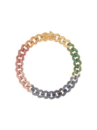 SHAY 18kt yellow gold rainbow pavé set diamond medium link bracelet - FARFETCH
