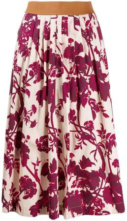 pleated floral print skirt