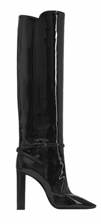 Saint Laurent 76 Knee-High Boots in Black Patent Leather