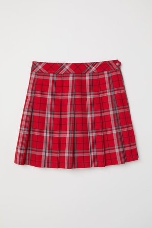 Pleated Skirt - Red/plaid - Ladies | H&M CA