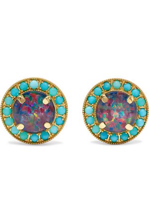 Andrea Fohrman | Kat 18-karat gold, opal and turquoise earrings | NET-A-PORTER.COM