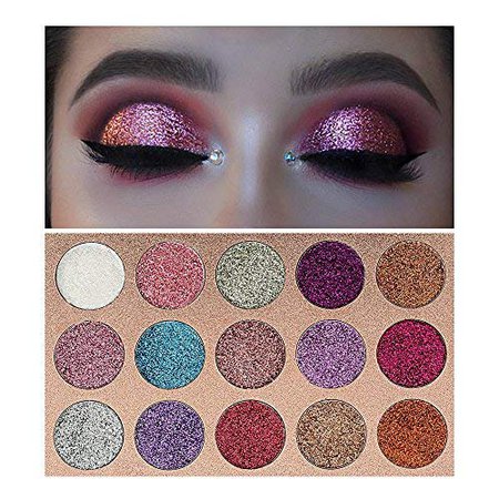 Amazon.com : Beauty Glzaed 15 Colors Glitter Make-up Powder Metallic Shimmer Eye Shadow Palette Highly Pigmented Mineral Cosmetic Makeup Eyeshadow : Beauty