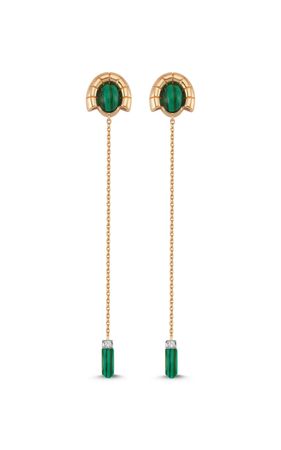 Memory 14k Rose Gold Diamond, Malachite Earrings By Melis Goral | Moda Operandi