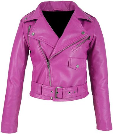 Novado Pink Jacket Jessica Alba’s Stylish Breathable, Lightweight and Supple Motorcycle Hot Pink Leather Jacket for Women
