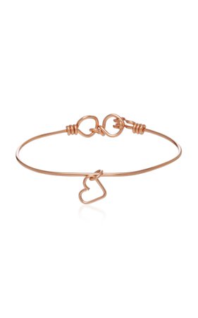 Nude 14K Rose Gold Heart Charm Bracelet by Atelier Paulin | Moda Operandi