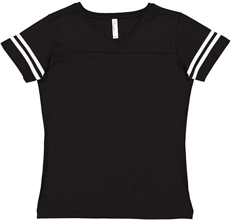 LAT Ladies' Fine Jersey Short Sleeve Football Tee (Vintage Orange/Blended White, X-Large) at Amazon Women’s Clothing store
