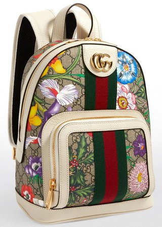 Gucci Ophidia Flora Small Gg Supreme Beige Brown Off White Canvas Backpack Listed By Zuk - Tradesy