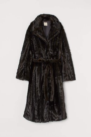 Long Faux Fur Coat - Beige