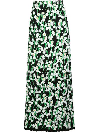 Carolina Herrera, Floral Jacquard Long Skirt