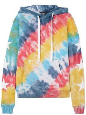 Embroidered Tie-dyed Cotton-jersey Hooded Sweatshirt