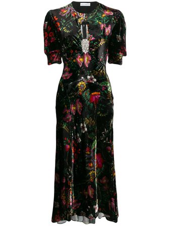 Paco Rabanne Floral Velvet Dress 19HCRO100VI0232 Black | Farfetch