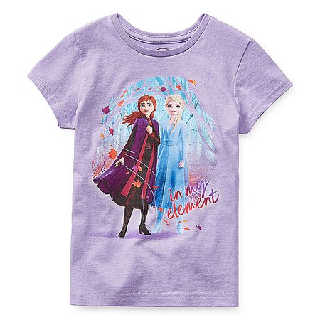 Disney Girls Round Neck Short Sleeve Frozen 2 Graphic T-Shirt - Preschool / Big Kid, Color: Purple - JCPenney