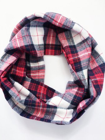 Red White and Navy Flannel Scarf