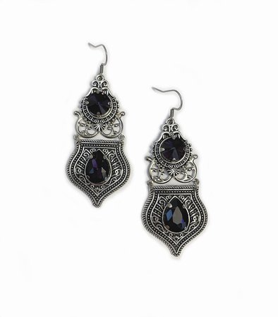 Dark Amethyst Purple Crystals Gothic Antique Silver Filigree | Etsy