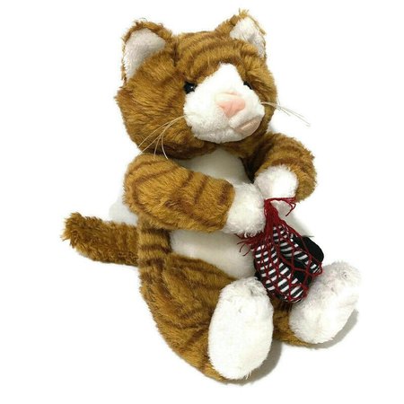 Vintage 90s Sugar Loaf Ginger Cat Plush 10.5" Sitting Striped Fish Net Blep Toy | eBay