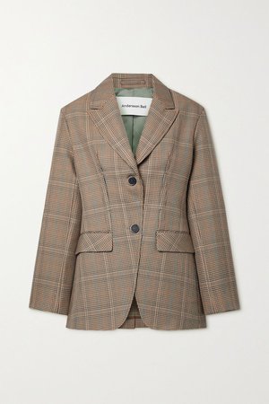 Light brown Tate houndstooth wool-blend blazer | Andersson Bell | NET-A-PORTER